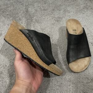 Birkenstock Papillio Namica Black Shimmer Suede Wedge Sandal Women's 7 (EU 38)